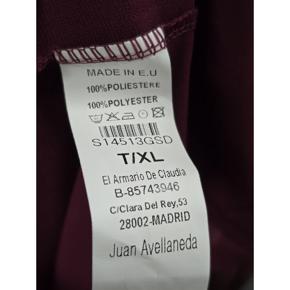 Juan Avellaneda X Seeiou Women's Red Long Sleeve Midi Burgundy Dress Julie - Picture 4 of 4